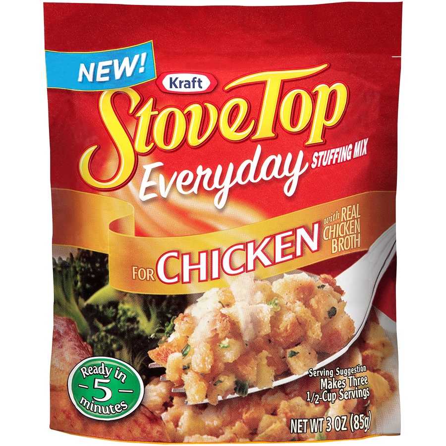 slide 1 of 1, Kraft Stove Top Everyday Stuffing Mix For Chicken, 3 oz