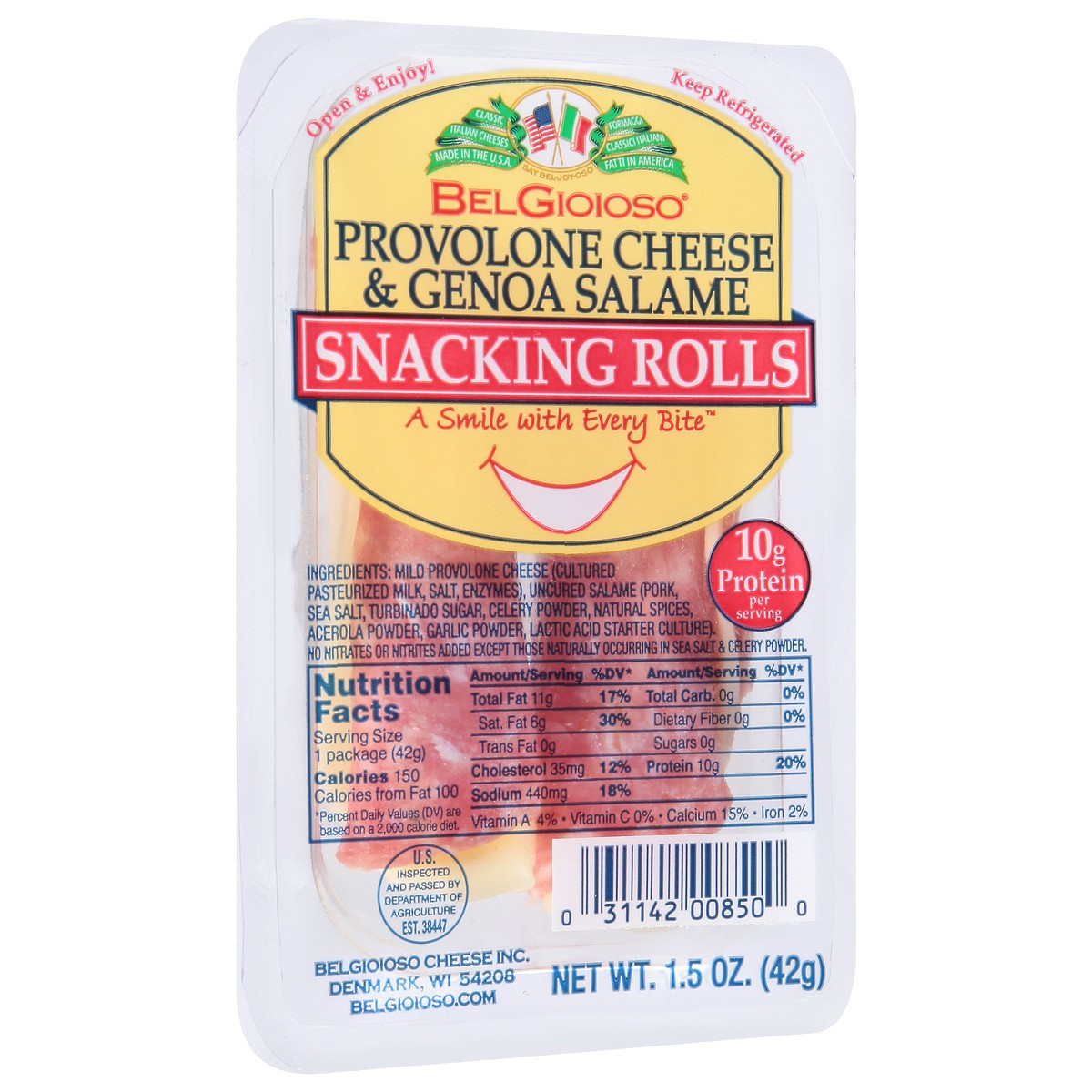 slide 2 of 9, BelGioioso Provolone Cheese & Genoa Salame Snacking Rolls 1.5 oz, 1.5 oz