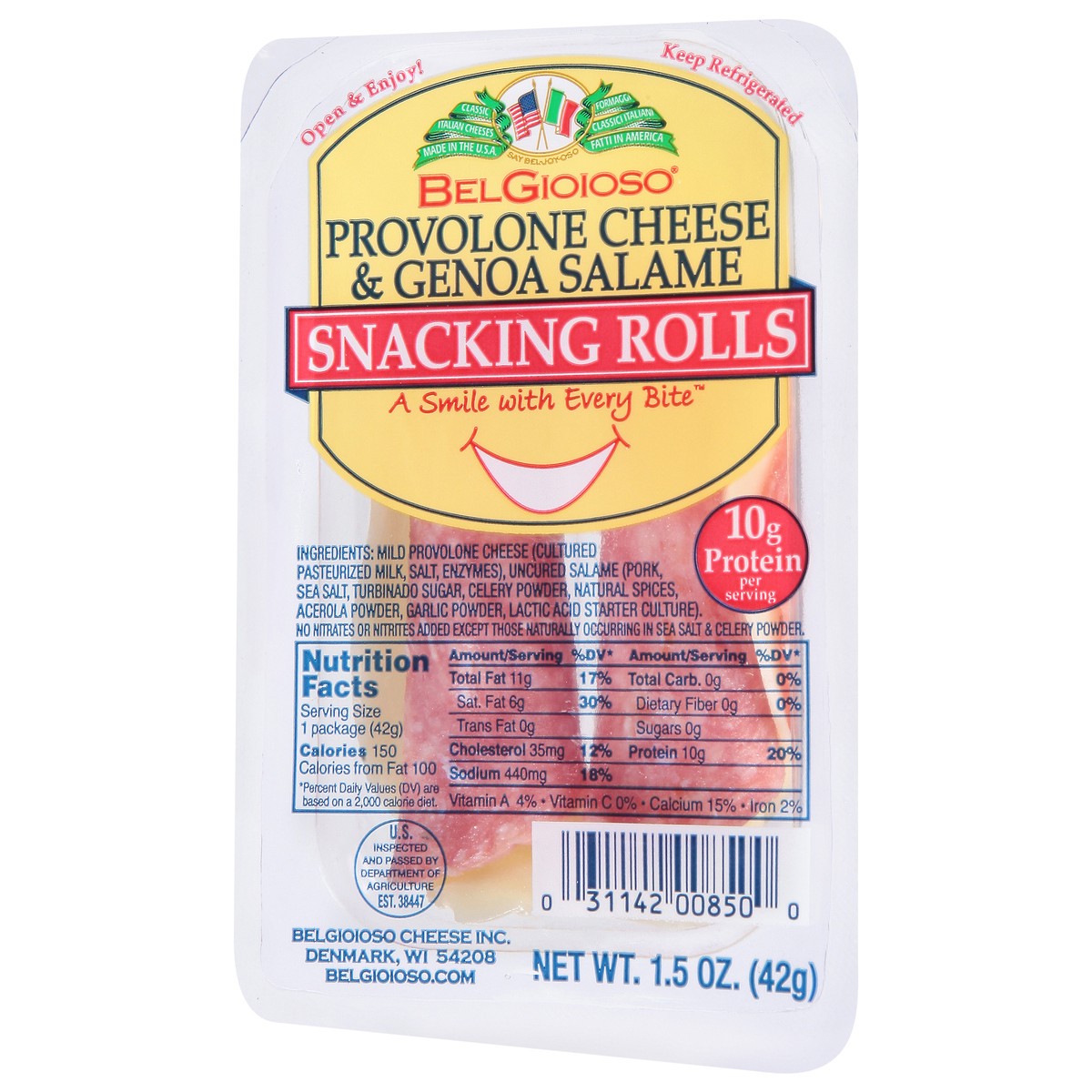 slide 3 of 9, BelGioioso Provolone Cheese & Genoa Salame Snacking Rolls 1.5 oz, 1.5 oz