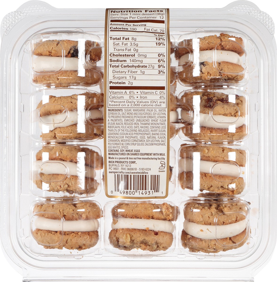 slide 3 of 7, Our Specialty Sweet Middles Oatmeal Raisin Crisp Mini Desserts 15.5 oz. Clamshell, 1 ct