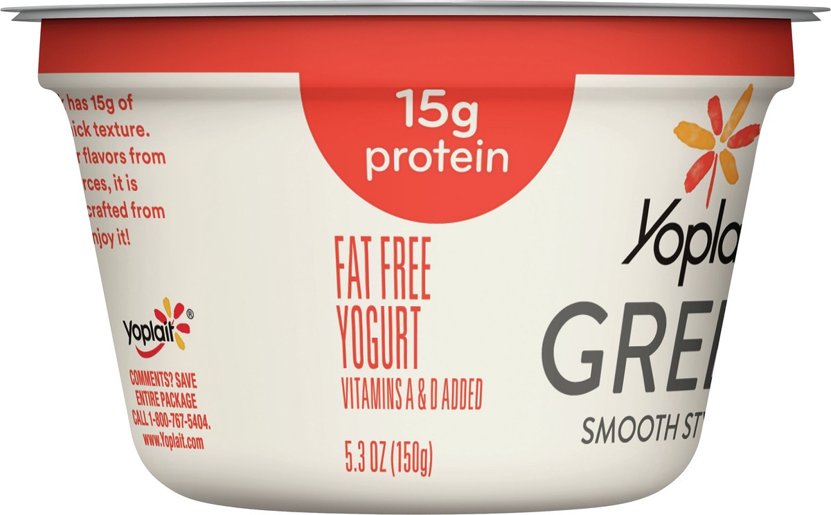 slide 4 of 8, Yoplait Greek Blended Yogurt, Fat Free, Strawberry Raspberry, 5.3 oz