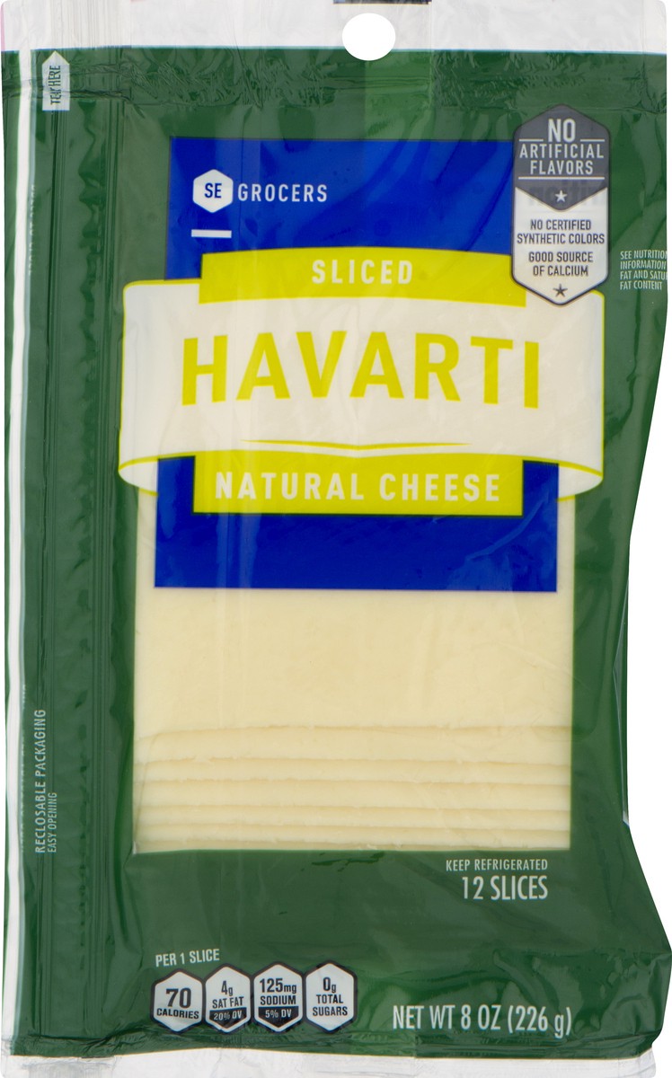 slide 8 of 9, SE Grocers Chee Natural Havarti Sliced, 8 oz