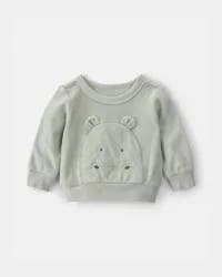 Carter's Baby Hippo Terry Pullover Sweatshirt - Green Grey NB