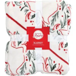 Destination Holiday Oversized Christmas Throw Blanket - Texas Holly