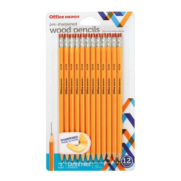 slide 1 of 2, Office Depot Brand Presharpened Pencils, #2 Medium Soft Lead, Yellow, Pack Of 12, 12 ct