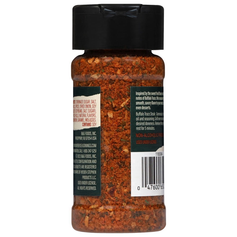 slide 3 of 6, Weber Whiskey Flavored Seasoning, Smooth & Savory Blend, Buffalo Trace, 3.5 oz