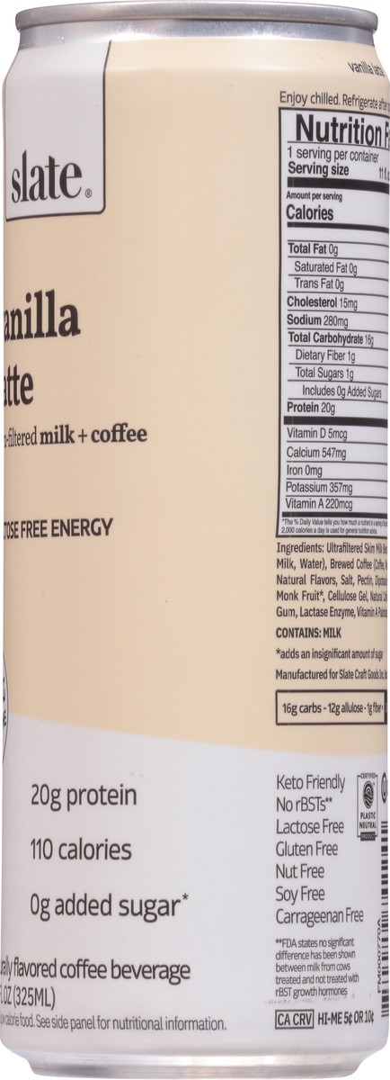 slide 13 of 13, Slate Vanilla Latte High Protein Iced Coffee 11oz, 11 fl oz