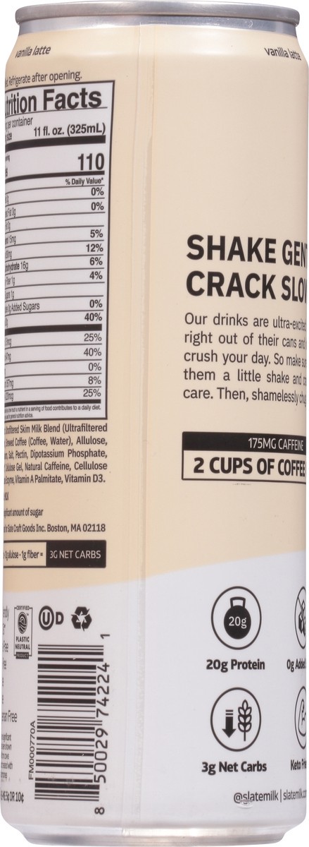 slide 3 of 13, Slate Vanilla Latte High Protein Iced Coffee 11oz, 11 fl oz