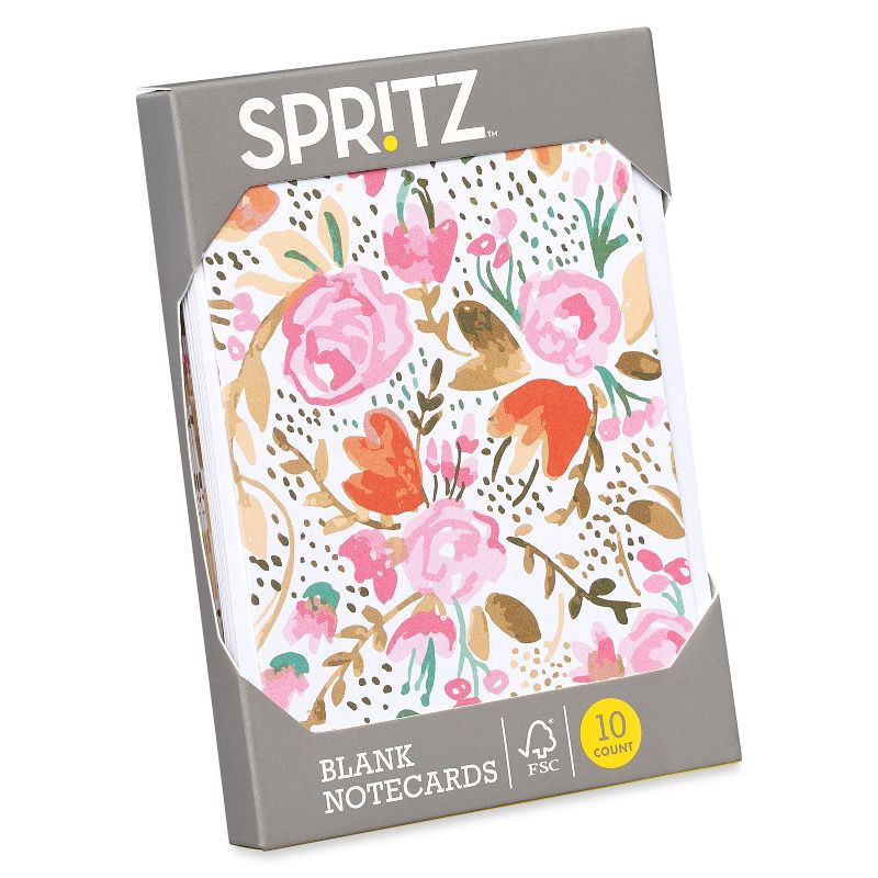 slide 6 of 6, 10ct Blank Cards with Envelopes, Floral - Spritz™, 10 ct