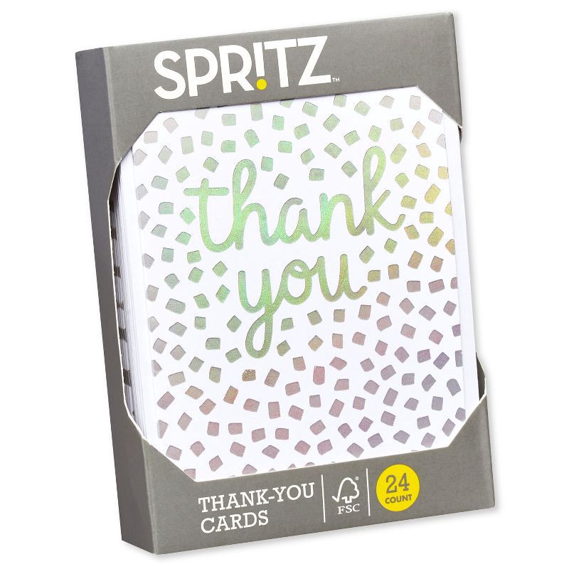 slide 4 of 6, 24ct Thank You Cards with Envelopes Confetti - Spritz, 24 ct