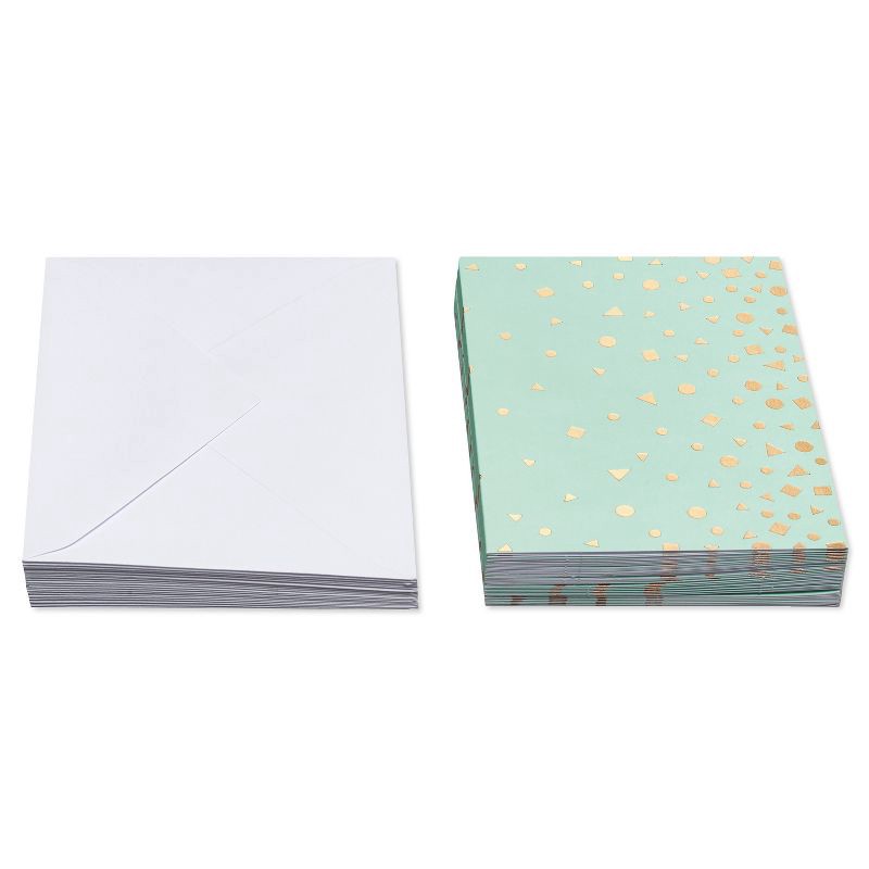 slide 2 of 6, 24ct Blank Cards with Envelopes Golden Dots Light Green/White/Gold - Spritz™, 24 ct