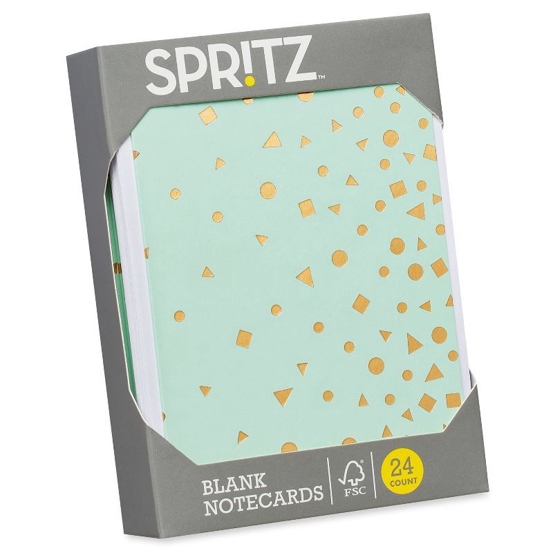 24ct Blank Cards With Envelopes Golden Dots Light Green/white/gold