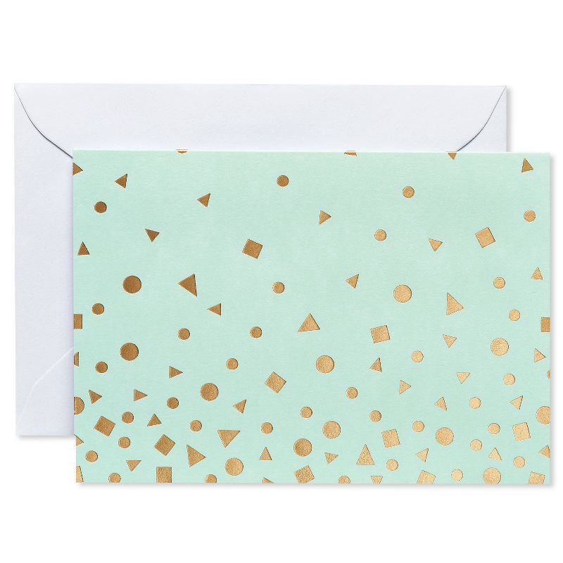 slide 1 of 6, 24ct Blank Cards with Envelopes Golden Dots Light Green/White/Gold - Spritz™, 24 ct
