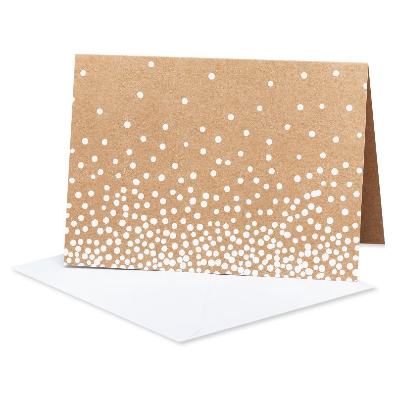 slide 5 of 6, 24ct Blank Cards with Envelopes, Polka Dot Kraft Stationery Set, All-Occasion Note Cards - Spritz™, 24 ct