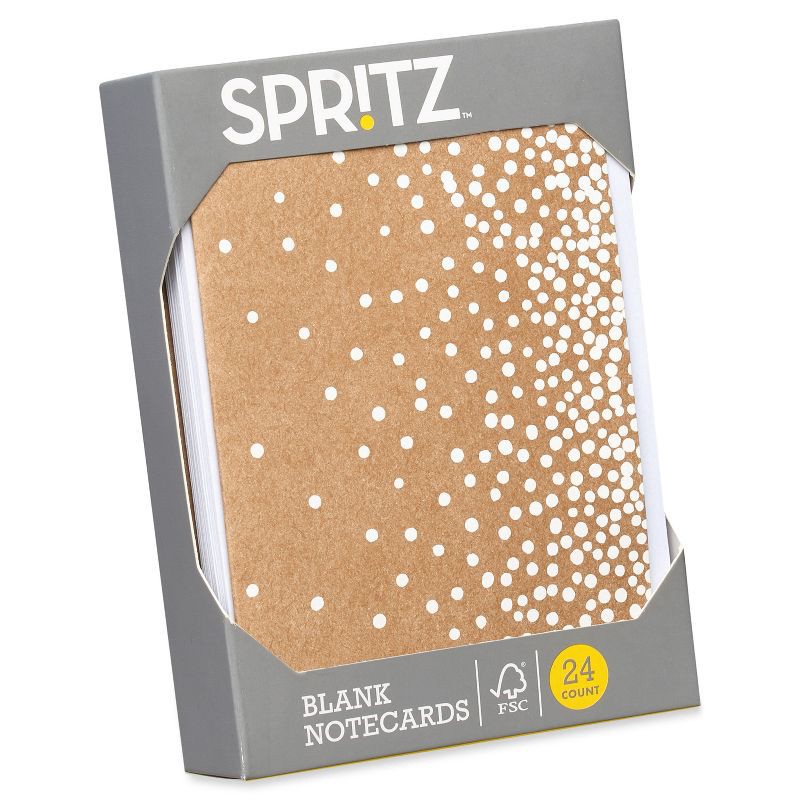 slide 4 of 6, 24ct Blank Cards with Envelopes, Polka Dot Kraft Stationery Set, All-Occasion Note Cards - Spritz™, 24 ct
