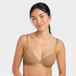 Women's Lightly Lined Demi T-Shirt Bra - Auden™ Caramel 40C: Underwire, Adjustable Straps, Molded Cups, Hand Wash
