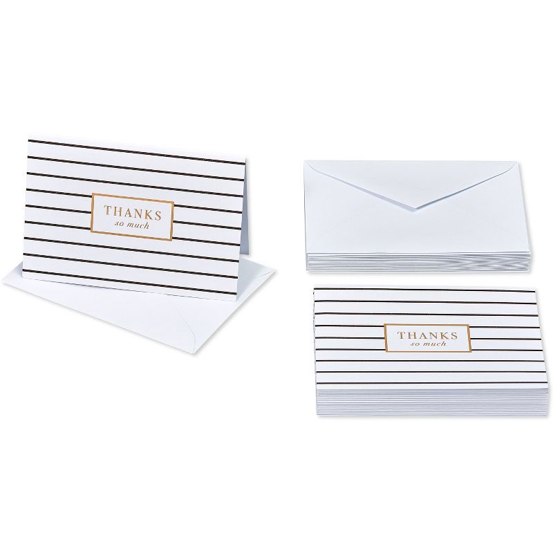 slide 4 of 4, 24ct Thank You Cards, Black and White Stripes - Spritz™, 24 ct