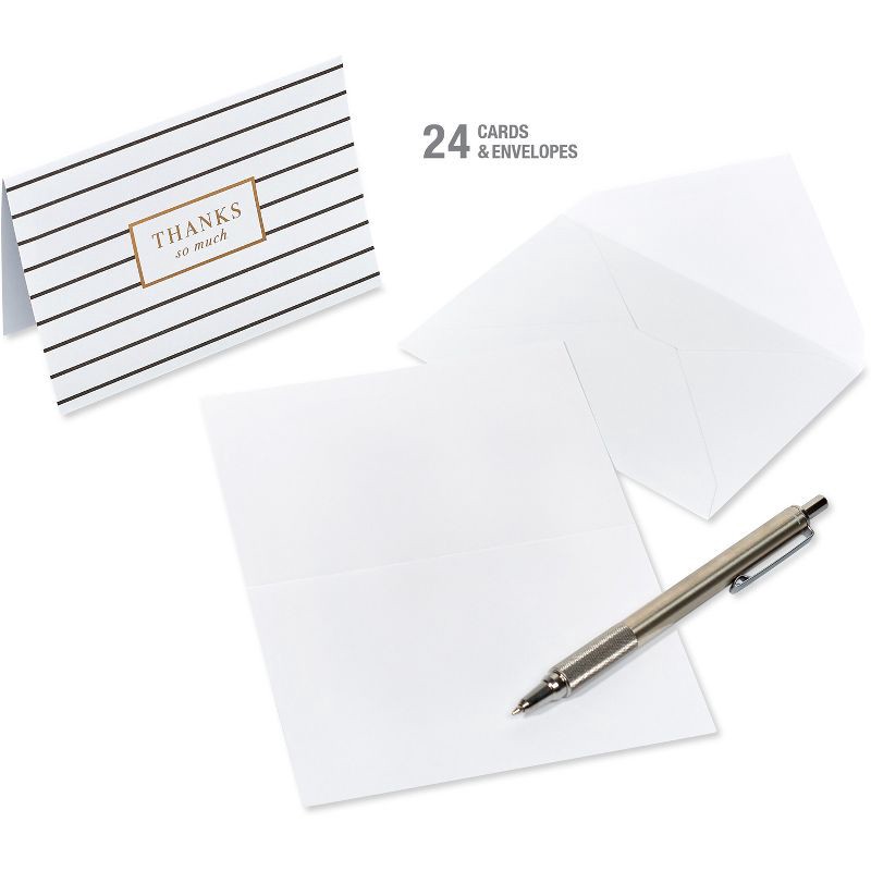 slide 3 of 4, 24ct Thank You Cards, Black and White Stripes - Spritz™, 24 ct