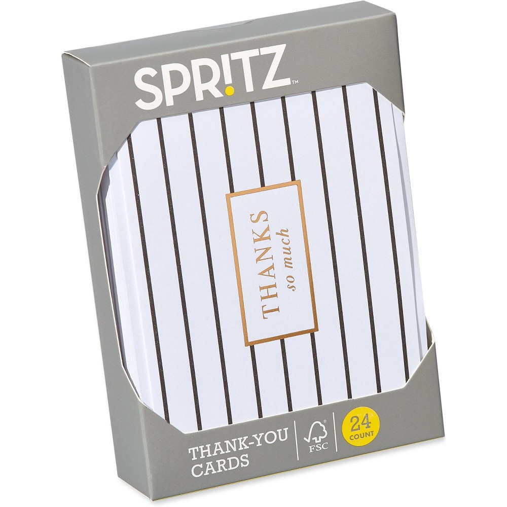 24ct Thank You Cards, Black and White Stripes Spritz 24 ct Shipt