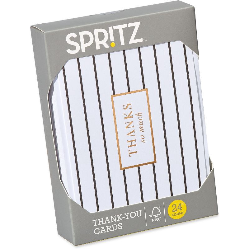 slide 2 of 4, 24ct Thank You Cards, Black and White Stripes - Spritz™, 24 ct