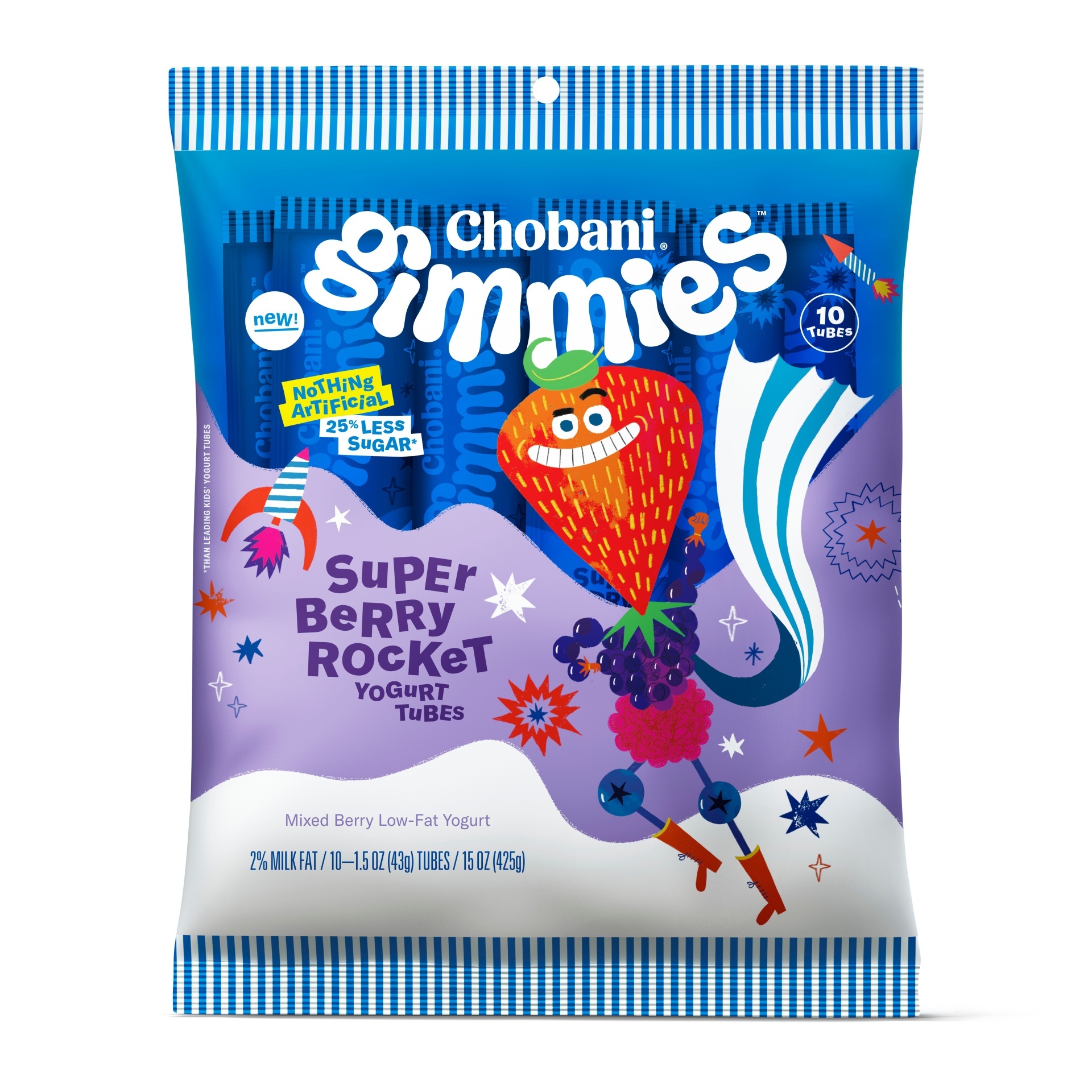 slide 1 of 7, Chobani Gimmies Super Berry Rocket Yogurt Tube, 10 ct; 1.5 oz