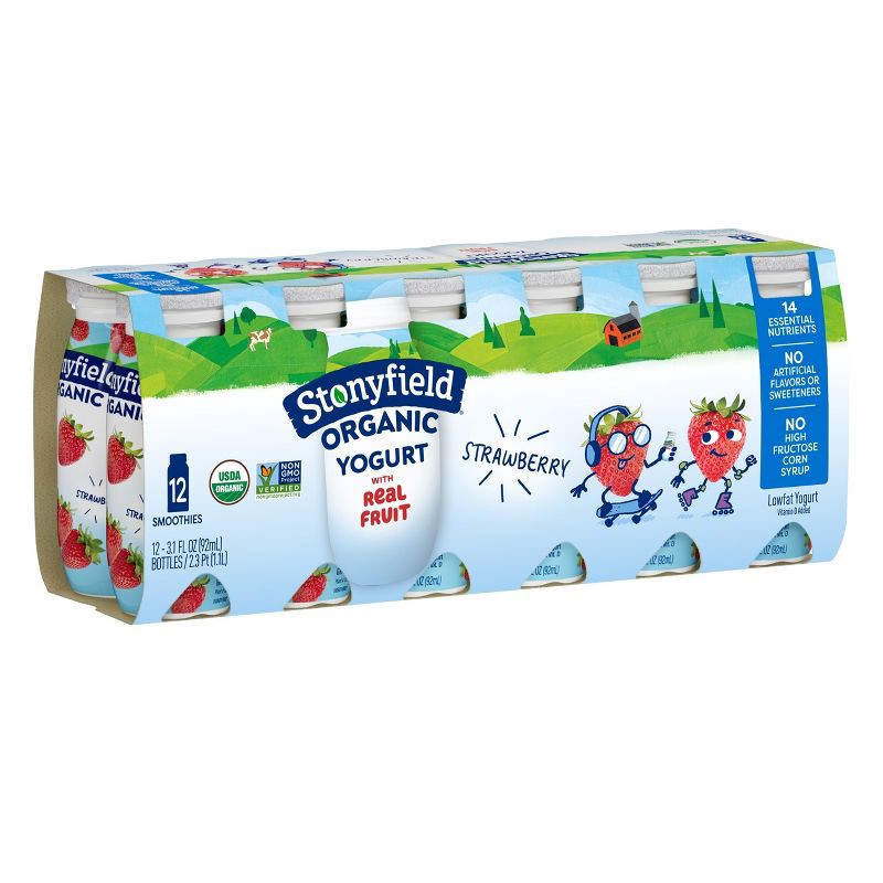 slide 6 of 7, Stonyfield Organic Kids' Strawberry Yogurt Smoothies - 12pk/3.1 fl oz Bottles, 12 ct; 3.1 fl oz