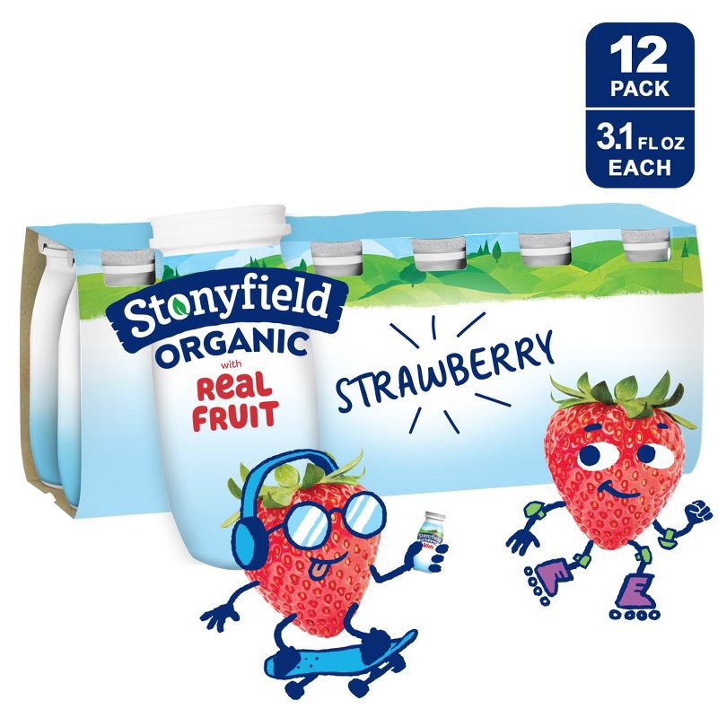 slide 10 of 10, Stonyfield Organic Kids' Strawberry Yogurt Smoothies - 12pk/3.1 fl oz Bottles, 12 ct; 3.1 fl oz