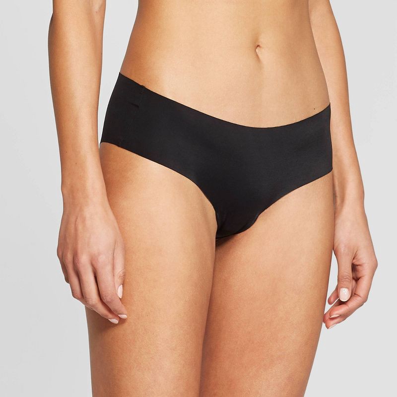 slide 1 of 2, Women's Invisible Edge Cheeky Underwear - Auden™ Black S: Seamless, Low Rise, Pull-On, Lightweight, Solid Pattern, 1 ct