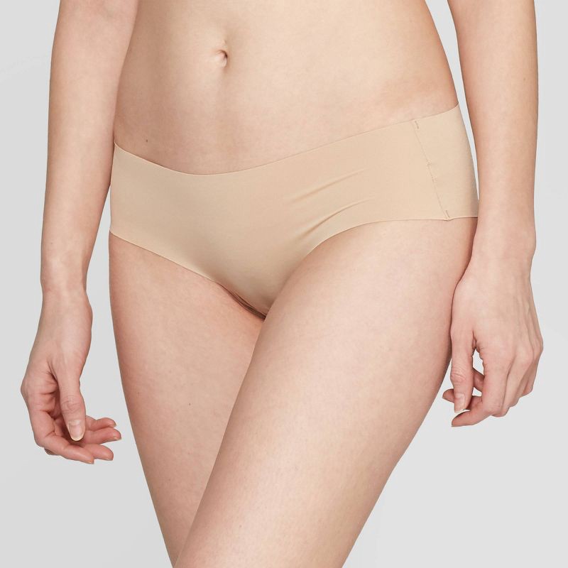 slide 1 of 2, Women's Invisible Edge Cheeky Underwear - Auden™ Pearl Tan L: Seamless Low Rise Panties, Lightweight Jersey, 1 ct