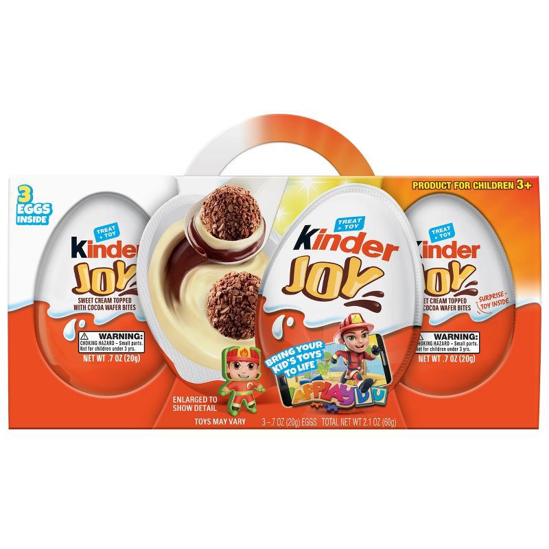 slide 1 of 8, Kinder Joy Sweet Cream Topped with Cocoa Wafer Bites Chocolate Treat + Toy - 2.1oz/3pk, 3 ct; 2.1 oz