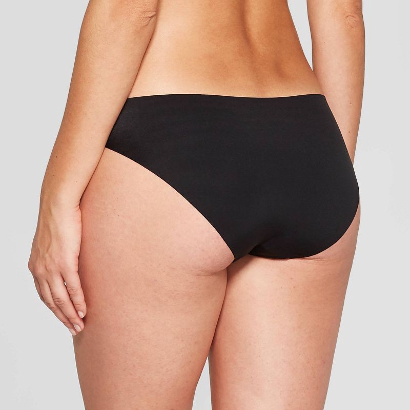 slide 2 of 2, Women's Invisible Edge Bikini Underwear - Auden™ Black S: Seamless Mid Rise Knit Panties, 1 ct