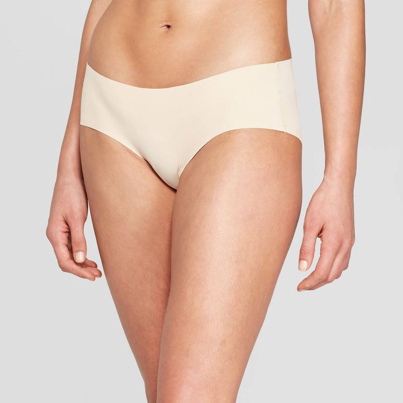 slide 1 of 2, Women's Invisible Edge Hipster Underwear - Auden™ Soft Beige XS: Seamless Knit Midweight Panties, 1 ct