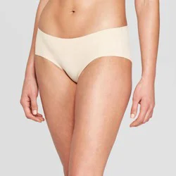 Women's Invisible Edge Laser Cut Hipster Underwear - Auden™ Soft Beige L: Seamless, No Show, Midweight Fabric