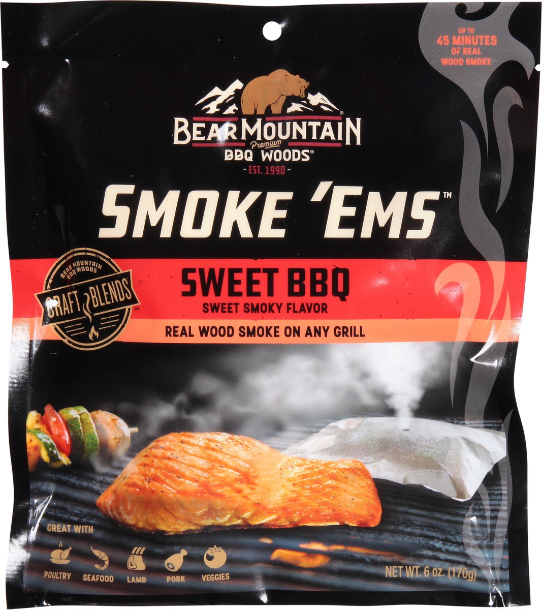 slide 7 of 9, Bear Mountain BBQ Woods Smoke 'Ems Sweet Smoky Flavor Sweet BBQ 6 oz, 6 oz