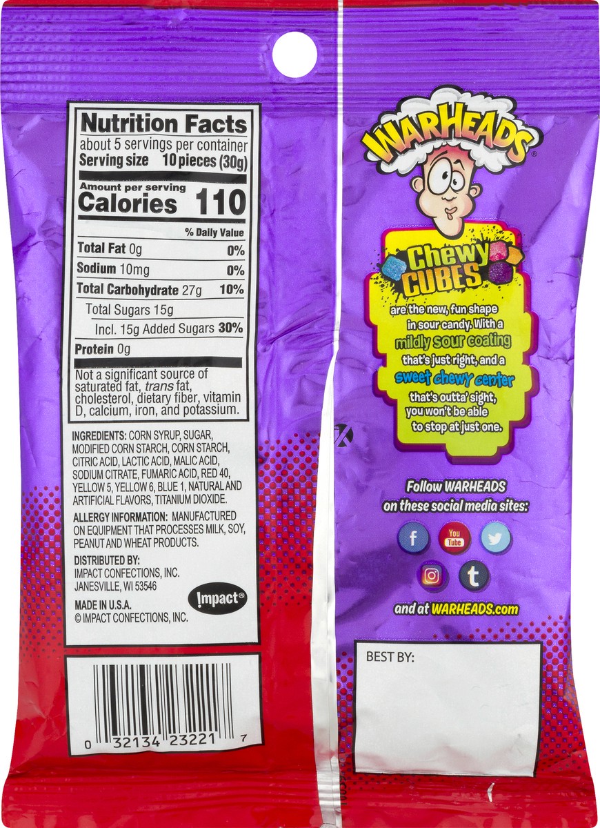 slide 9 of 10, Warheads Chewy Cubes Candy 5 oz, 5 oz