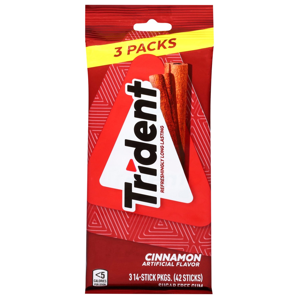slide 1 of 15, Trident Sugar Free Gum, Cinnamon, 3 Pk, 14 ct