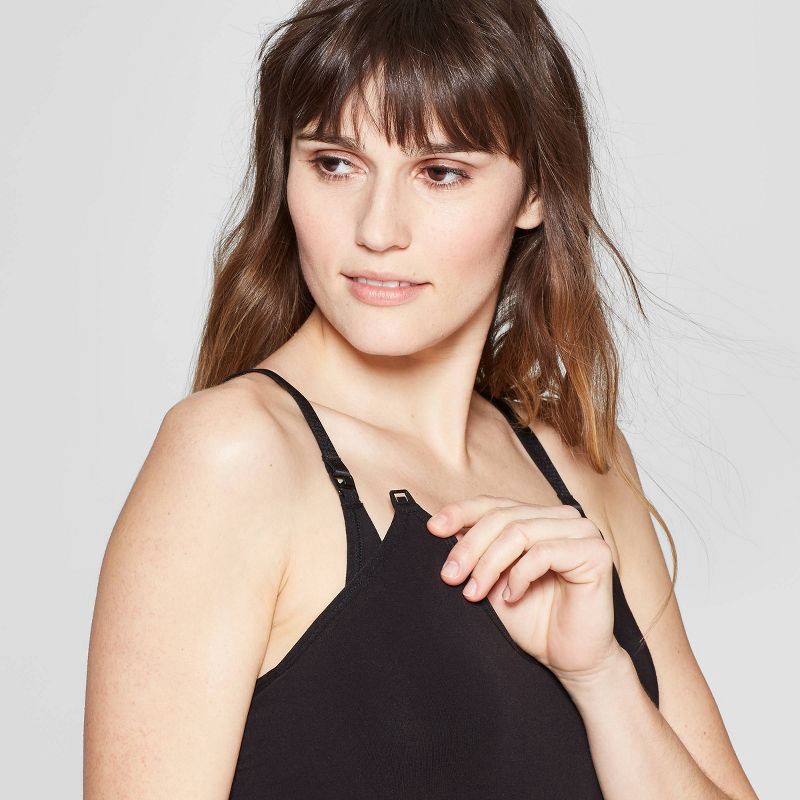 slide 3 of 4, Women's Nursing Seamless Cami - Auden™ Black XS: Lightweight Rayon Blend, V Neck, Spaghetti Straps, Maternity Knit Top, 1 ct