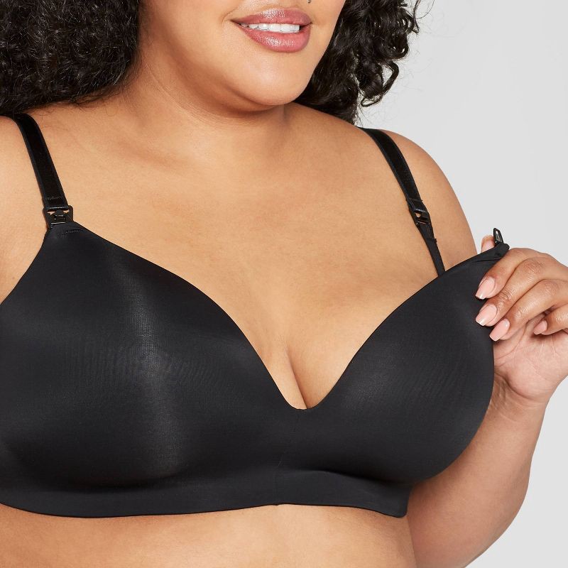slide 3 of 4, Women's Wirefree Nursing Bra - Auden™ Black 32D: Lightly Lined, Padded, Wireless, Adjustable Strap, One-Handed Cup Release, 1 ct
