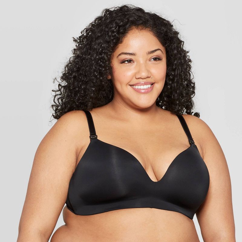 slide 1 of 4, Women's Wirefree Nursing Bra - Auden™ Black 36C: Lightly Lined, Adjustable Strap, One-Handed Cup Release, 1 ct