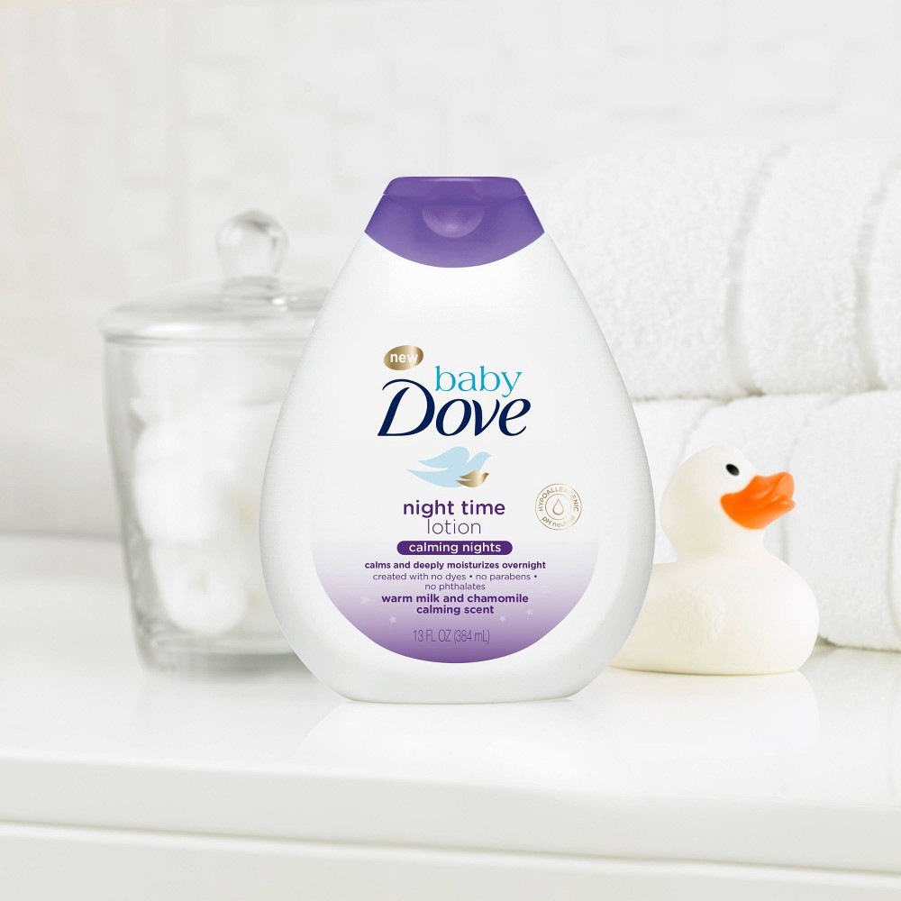 slide 3 of 5, Baby Dove Calming Nights Warm Milk & Chamomile Calming Scent Night Time Lotion - 13 fl oz, 13 fl oz