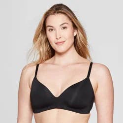 Women's Lightly Lined Wirefree Bra - Auden™ Black 38B: Full Coverage, Adjustable Straps