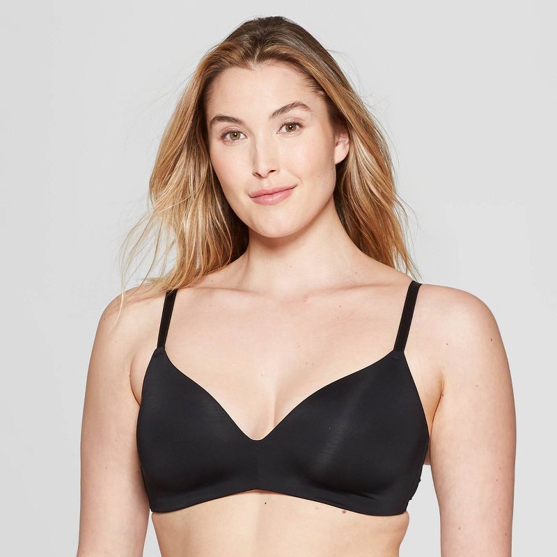 slide 1 of 3, Women's Lightly Lined Wirefree Bra - Auden™ Black 34C: Molded Cup, Adjustable Strap, Back Hook Closure, 1 ct