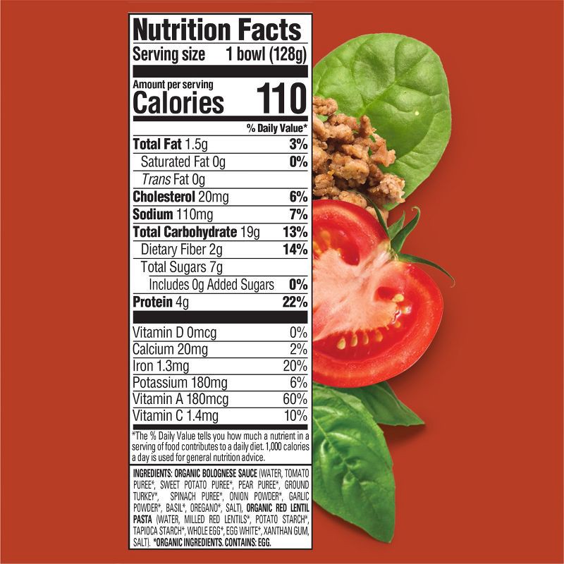 slide 3 of 6, Happy Baby Happy Tot Organics Organic Gluten Free Turkey Bolognese with Lentil Pasta and Vegetable Sauce Bowl - 4.5oz, 4.5 oz