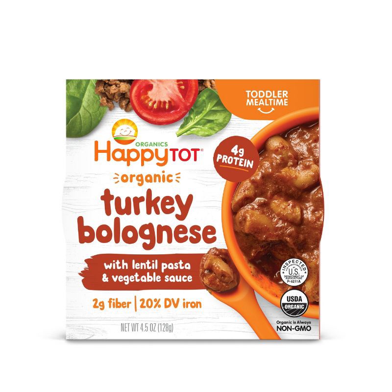 slide 5 of 6, Happy Family Happy Tot Organics Organic Gluten Free Turkey Bolognese with Lentil Pasta and Vegetable Sauce Bowl 4.5oz, 4.5 oz