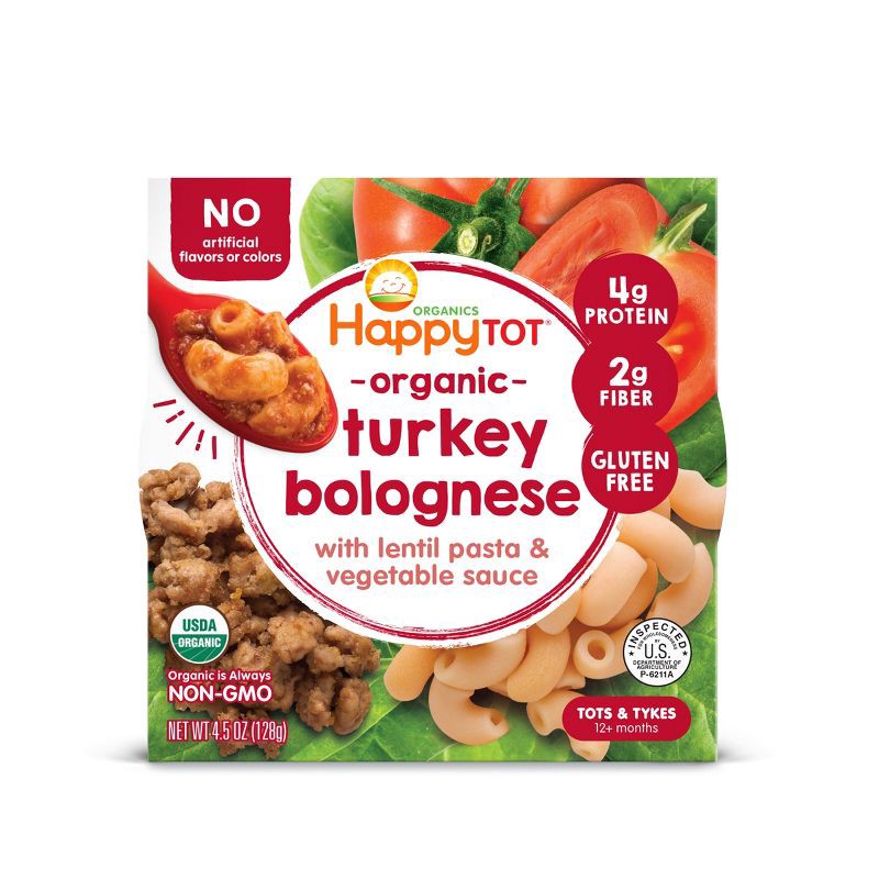 slide 1 of 6, Happy Family Happy Tot Organics Organic Gluten Free Turkey Bolognese with Lentil Pasta and Vegetable Sauce Bowl 4.5oz, 4.5 oz