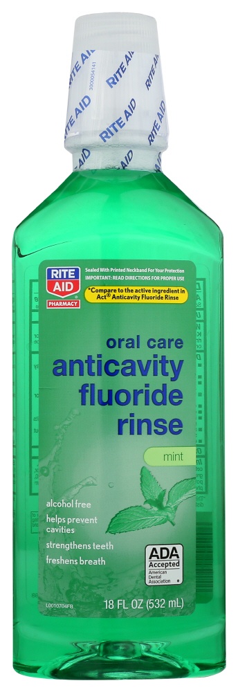 slide 1 of 2, Rite Aid Oral Care Anticavity Fluoride Rinse, Mint, 18 fl oz