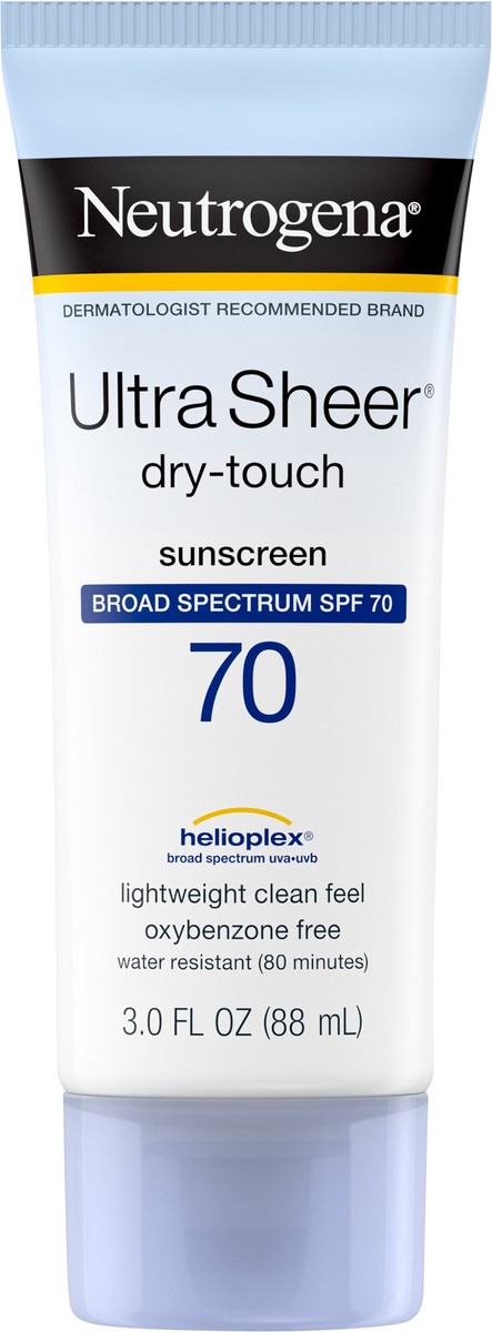 slide 5 of 7, Neutrogena Ultra Sheer Dry Broad Spectrum Touch Sunscreen SPF 70, 3 oz
