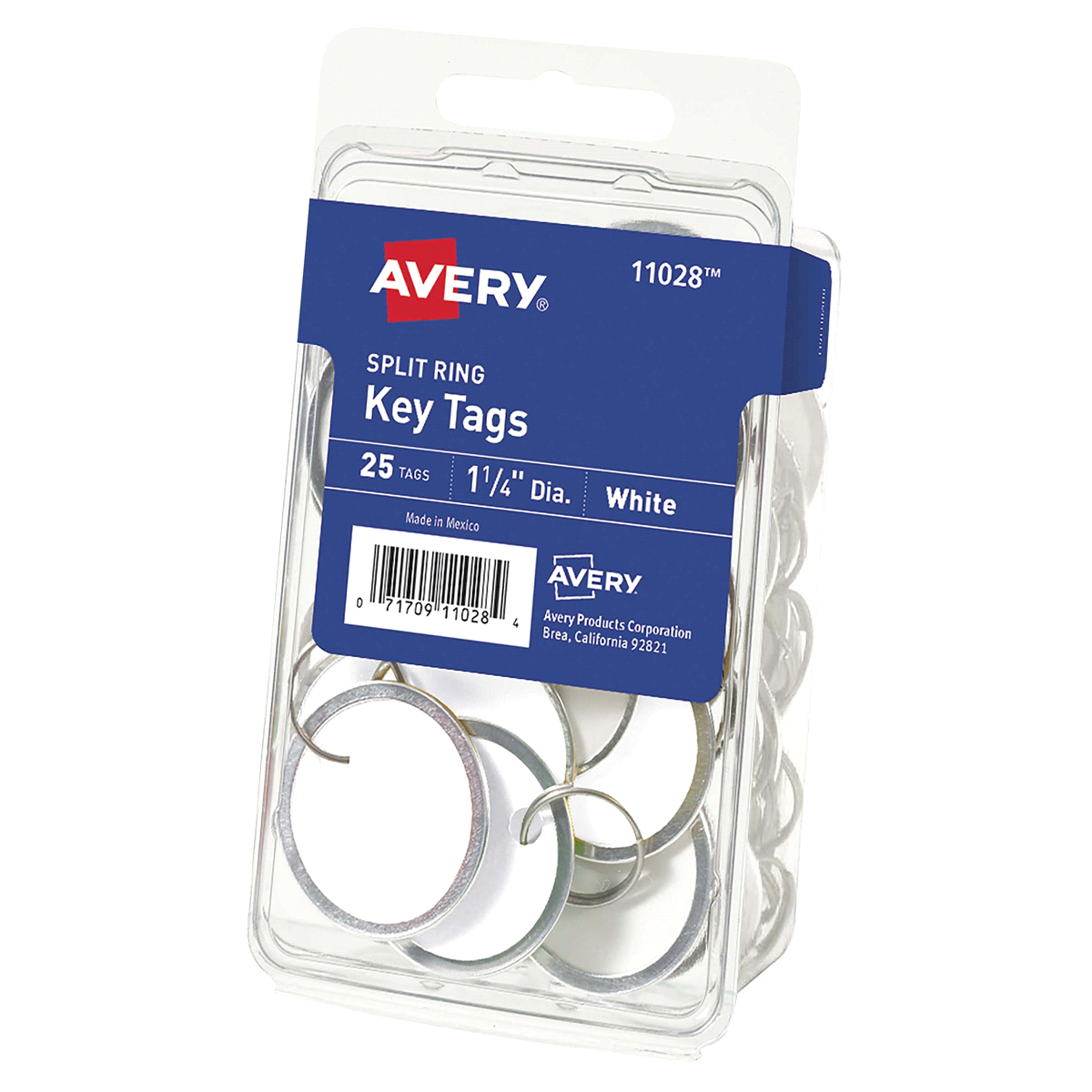 slide 1 of 5, Avery(R) Key Tags 11028, Split Ring, 1-1/4 Diameter, Pack of 25, 25 ct