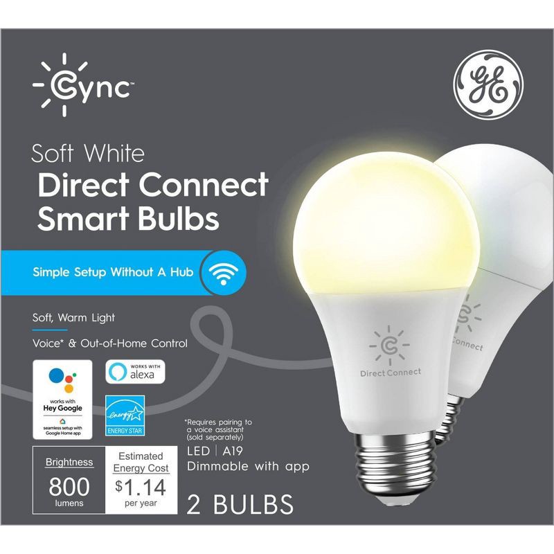 slide 1 of 8, GE Household Lighting GE 2pk CYNC Smart Soft White Light Bulbs, 2 ct