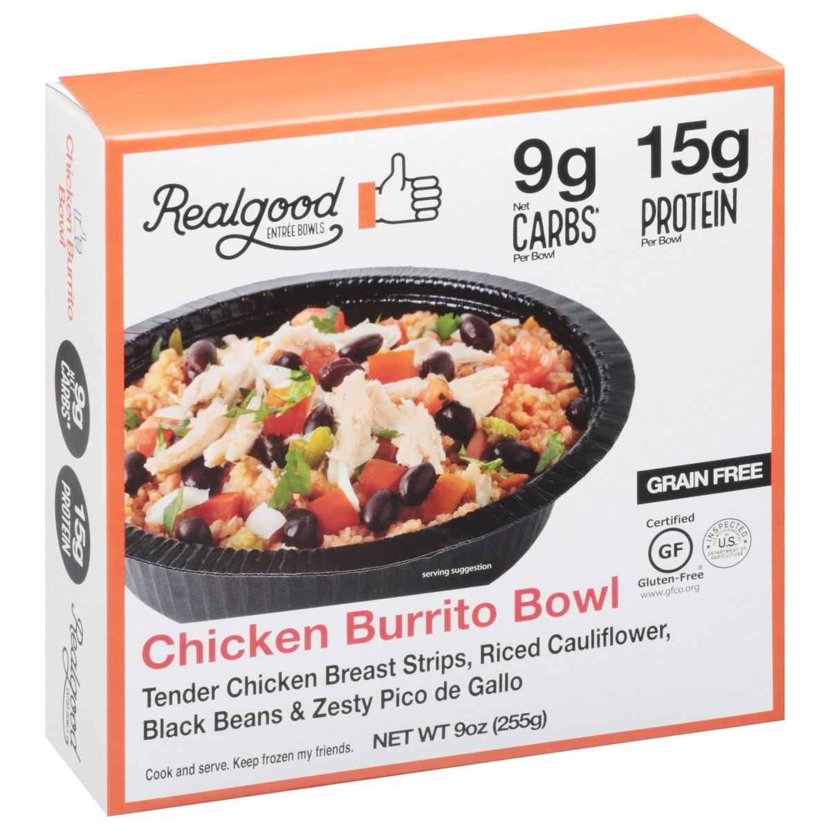 slide 2 of 9, Realgood Foods Co. Chicken Burrito Bowl 9 oz, 9 oz
